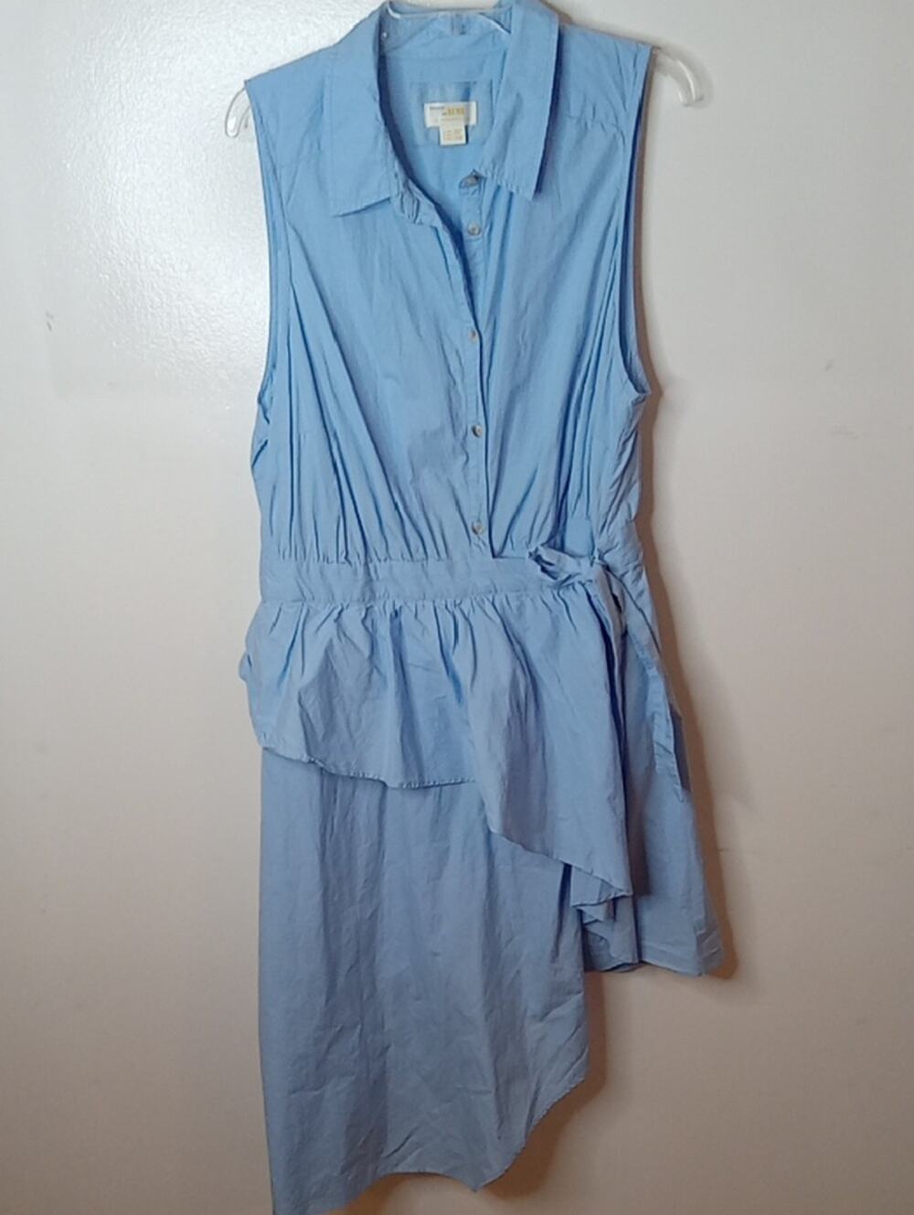 NWT Anthropologie Maeve Size 20W Sky Blue Asymmetrical Sleeveless Shirt Dress